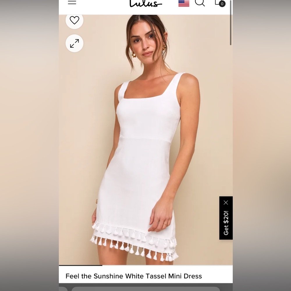 Feel the Sunshine White Tassel Mini Dress (Lulu’s)